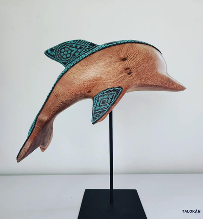 handmade wooden dolphin decoration