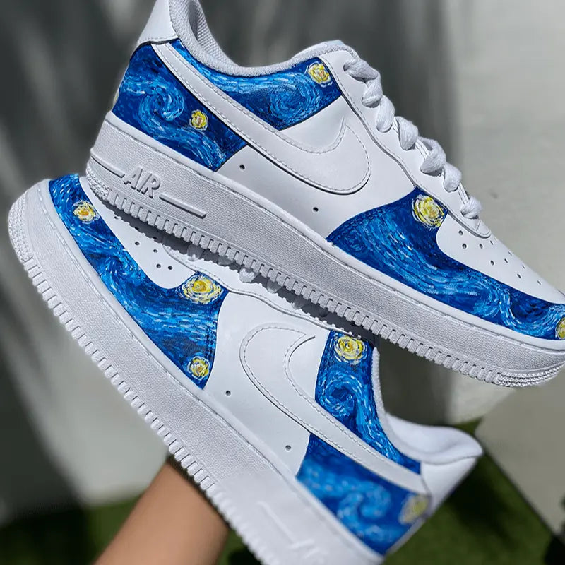 handpainted van gogh's starry night sneakers